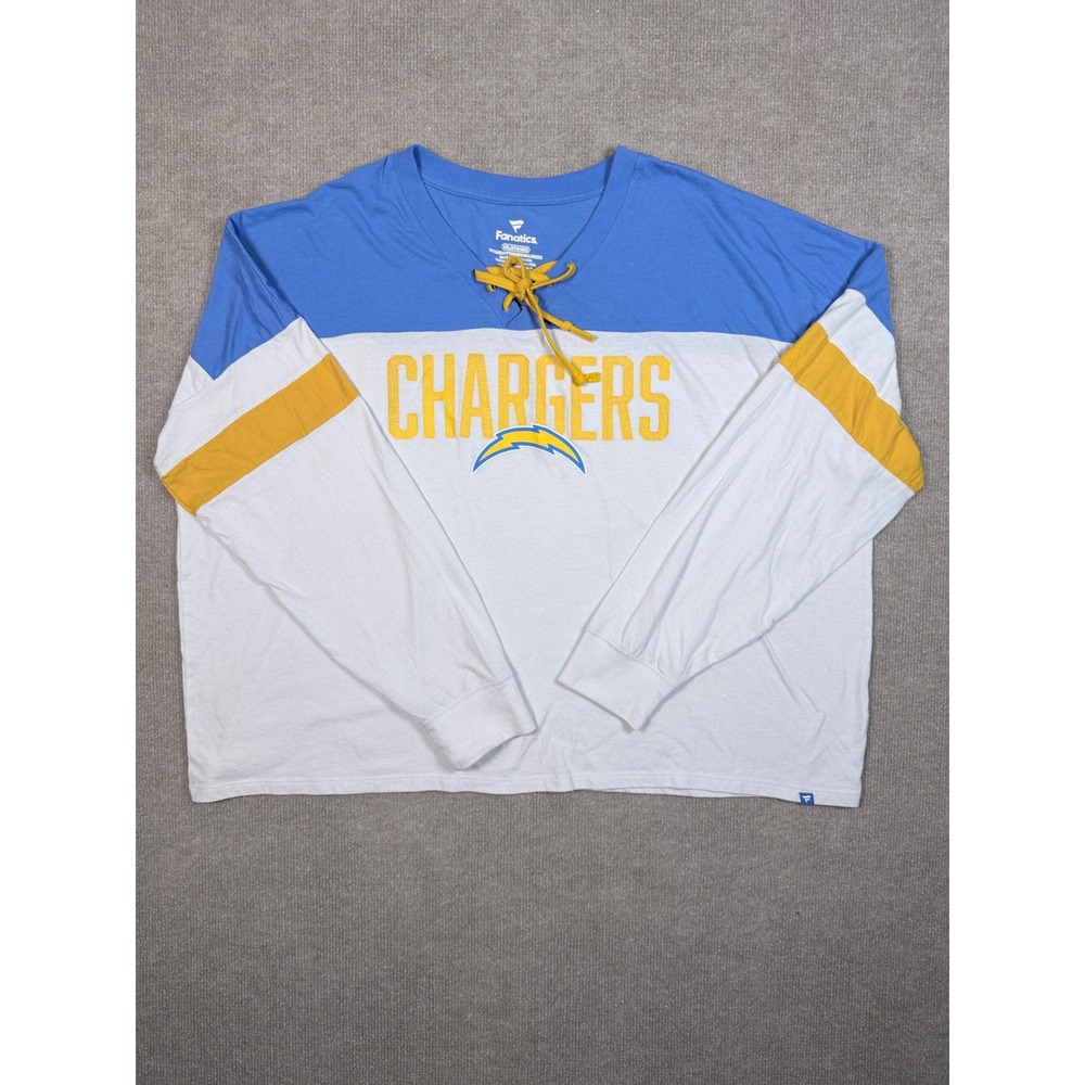 Fanatics Los Angeles Chargers Lace Up Long Sleeve Shirt Womens 3XL Blue White
